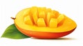 an illustration of a single, impeccably rounded slice of a mango Royalty Free Stock Photo