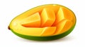 an illustration of a single, impeccably rounded slice of a mango Royalty Free Stock Photo