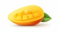 an illustration of a single, impeccably rounded slice of a mango Royalty Free Stock Photo