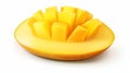 an illustration of a single, impeccably rounded slice of a mango Royalty Free Stock Photo