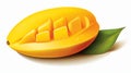 an illustration of a single, impeccably rounded slice of a mango Royalty Free Stock Photo