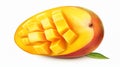 an illustration of a single, impeccably rounded slice of a mango Royalty Free Stock Photo