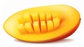 an illustration of a single, impeccably rounded slice of a mango Royalty Free Stock Photo