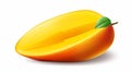 an illustration of a single, impeccably rounded slice of a mango