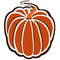 Illustration of single round whole orange pumpkin.