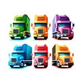 An Illustration of six different truck icons , AI Generated image