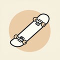 Illustration of a skateboard with a minimalist design, shown at an angle. The deck is Royalty Free Stock Photo