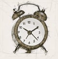 Sketch of a Old style alarm clock Royalty Free Stock Photo