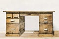 Sketch of a vintage desk in a room with wooden floor