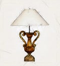 Sketch of a Vintage and Retro table wooden lamp