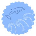 Illustration of a sketched jumping dolphin Royalty Free Stock Photo