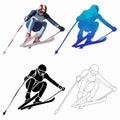 Illustration of a skier , vector drawing set Royalty Free Stock Photo