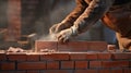 Illustration of a skilled bricklayer constructing a sturdy brick wall Royalty Free Stock Photo