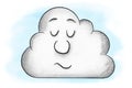 illustration of sleeping cartoon cloud