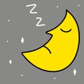 illustration of a sleeping crescent moon