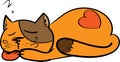 Illustration of sleeping cute kitten