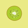 illustration of slice kiwi on soft brown-green background