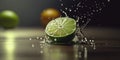 Refreshing lime water splash with bokeh effect, AI illustration Royalty Free Stock Photo