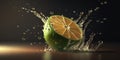 Refreshing lime water splash with bokeh effect, AI illustration Royalty Free Stock Photo