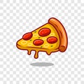 Illustration of a slice piece of pizza vector logo icon with sausage garlic leaf