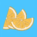 Illustration of a sliced lemon on a blue background Royalty Free Stock Photo