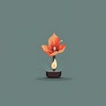 Illustration of a slower shaped candle lighting up a small space, clean packground design, detaile flower