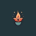 Illustration of a slower shaped candle lighting up a small space, clean packground design, detaile flower