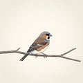 Illustration of a small bird perched on a thin branch against Royalty Free Stock Photo
