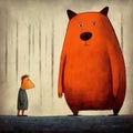Illustration Of Small Boy And Big Bear In Dan Matutina Style