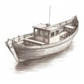 An illustration of a small fishing boat isolated on white background.