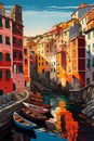 Illustration of the small fishing village of Riomaggiore, Cinque Terre, Italy Royalty Free Stock Photo