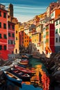 Illustration of the small fishing village of Riomaggiore, Cinque Terre, Italy Royalty Free Stock Photo