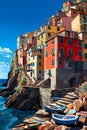 Illustration of the small fishing village of Riomaggiore, Cinque Terre, Italy Royalty Free Stock Photo