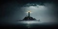 An Island with a Lighthouse Royalty Free Stock Photo