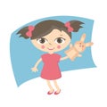 Illustration small kids with hand puppet toy