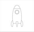 Illustration of a small rocket outline isolated on a white background