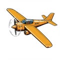 Illustration of a small, single-engine propeller airplane. It features a bright orange Royalty Free Stock Photo