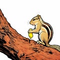 Cute Adorable Squirrel Tree Trunk Illustration Royalty Free Stock Photo
