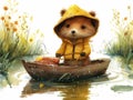 Illustration of a small teddy bear in a boat Royalty Free Stock Photo