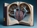 illustration of smart book, brains in books. Royalty Free Stock Photo