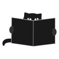 Illustration of a smart cute cat who reads a book. Vector image, easily editable