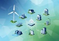 Illustration of a smart energy grid system. Centralized artificial Royalty Free Stock Photo