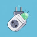 Illustration of a smart plug featuring a grounded European-style socket and plug Royalty Free Stock Photo