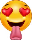 Smiley emoticon feeling in love with sticking out a tongue Royalty Free Stock Photo