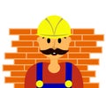 Illustration of smiling bricklayer with mustache Royalty Free Stock Photo