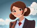 Illustration of a smiling business woman, generated AI