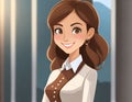 Illustration of a smiling business woman, generated AI