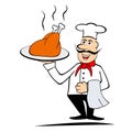 Chef holding a roasted chiken Royalty Free Stock Photo
