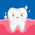 Illustration of smiling clean healthy tooth.