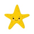 Illustration of Smiling cute starfish. Vector flat style kawaii Royalty Free Stock Photo